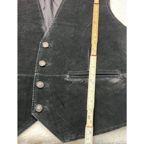 Vintage Wilsons Men's Black Leather Back Cinch Biker Motorcycle Vest Size XL - Picture 6 of 9